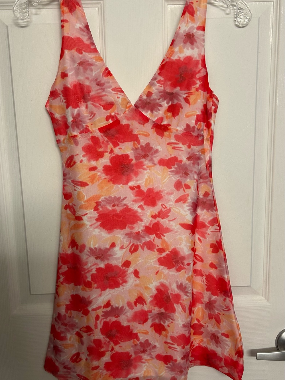 Princess Polly Coral Pink Floral V-Neck Mini Dress